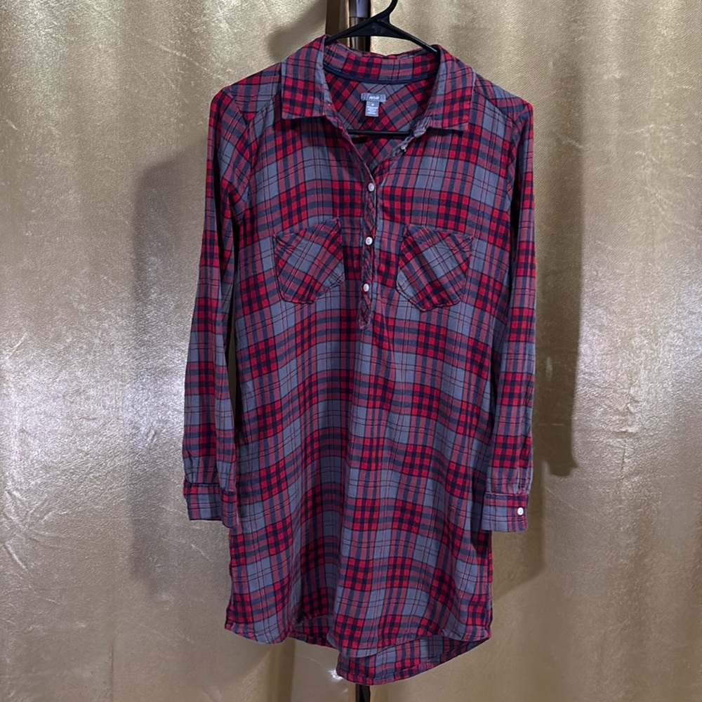 Plaid flannel sleep dress